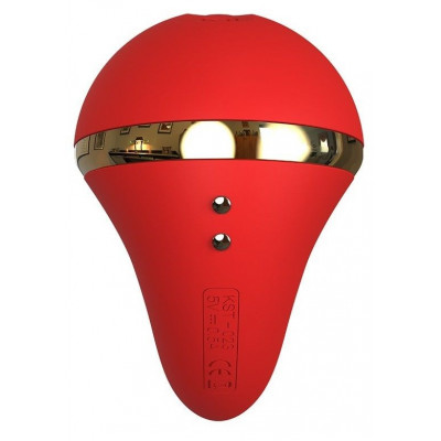 Красный вибромассажер Tina со стимулятором клитора - 17,5 см.