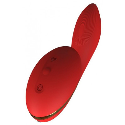 Красный вибромассажер Tina со стимулятором клитора - 17,5 см.